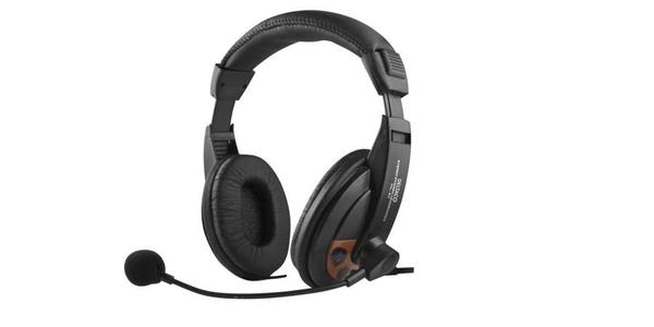 DELTACO HL-56 headset med mikrofon og volumenkontrol 2,5m kabel