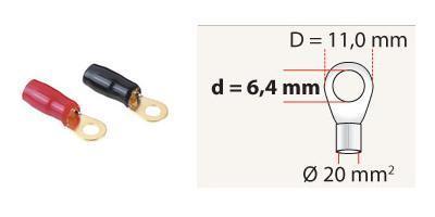 Ring Terminal Ø20mm D=11mm d=6,4mm Sort kabelsko 30.4700-19