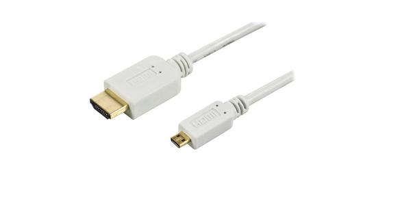 DELTACO HDMI-1023A HDMI-kabel HDMI High Speed with Ethernet Hvid