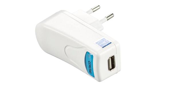 DELTACO USB-AC29 Strømadapter fra 230V til 5V, hvid