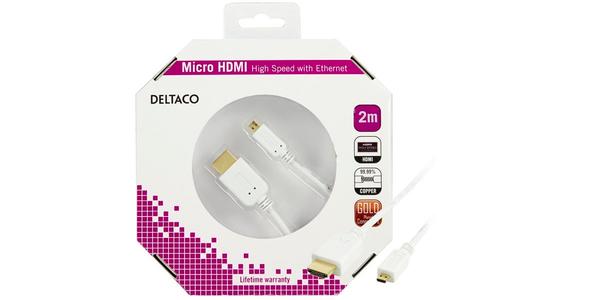 DELTACO HDMI-1023A-K HDMI-kabel HDMI High Speed with Ethernet Hvid