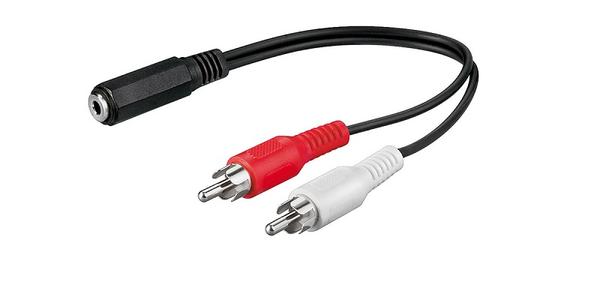 RCA til minijack adapter kabel 2x Phono han til 1x 3,5mm 50092