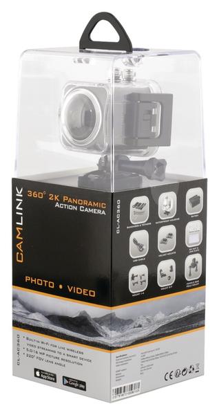 Full Hd Action Camera 360 ° 2K Wi-Fi / Microphone Sort CL-AC360