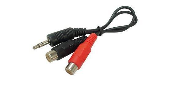 Audiokabel AVW039 - 3,5mm stereo han JACK til 2xRCA hun