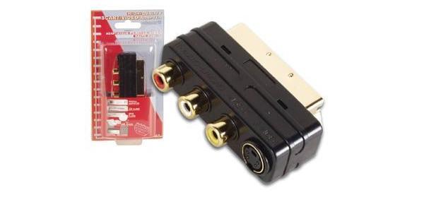 AVW143-11340 SCART adapter til 3 x RCA + 4-pol mini-DIN