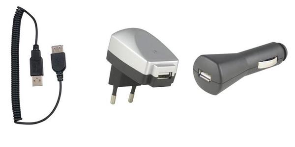 Strømadapterkit kabel, 230V - USB, 12V til USB USB-KIT2