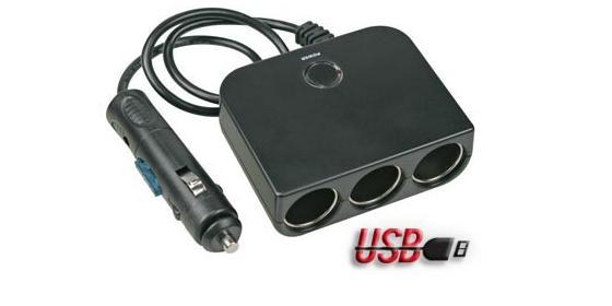 PLUGC13 4-i-1 cigarstik adapter med 5V USB udgang CAS-3USB 29225
